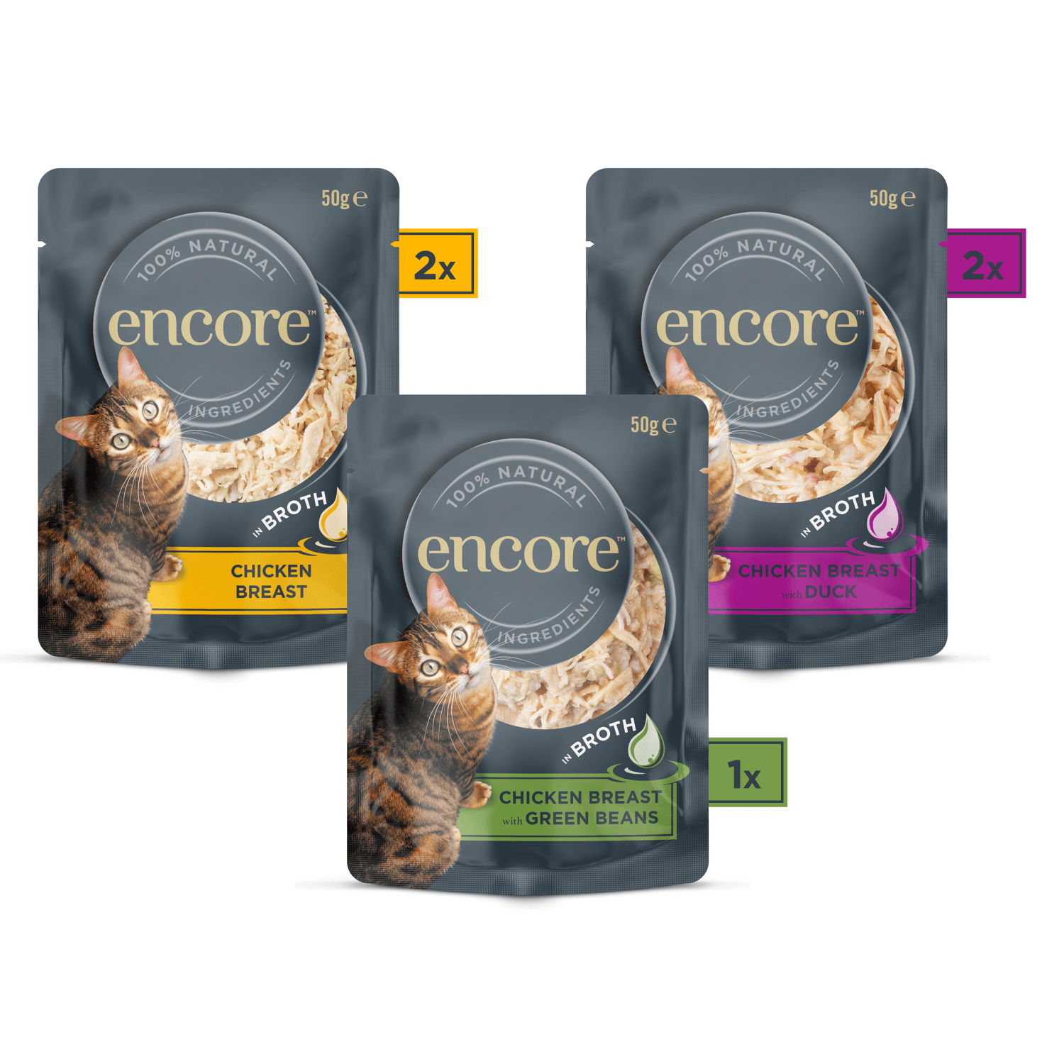 Encore Chicken Selection in Broth 5 x 50g - UK Food & Drink - 5060481897426