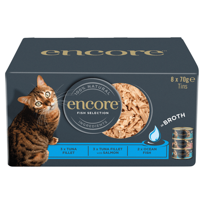 Encore Natural Wet Cat Food Fish Selection Broth 8 x 70g Tins - UK Food & Drink - 5060708560447