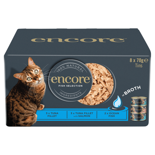 Encore Natural Wet Cat Food Fish Selection Broth 8 x 70g Tins - UK Food & Drink - 5060708560447