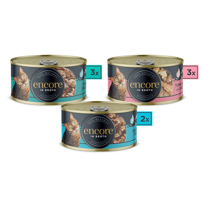 Encore Natural Wet Cat Food Fish Selection Broth 8 x 70g Tins - UK Food & Drink - 5060708560447