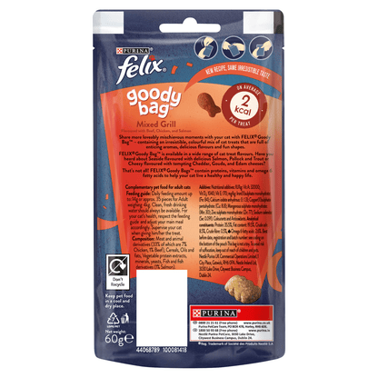 Felix Goody Bag Adult Cat Treats Mixed Grill 60g - UK Food & Drink - 7613033733406