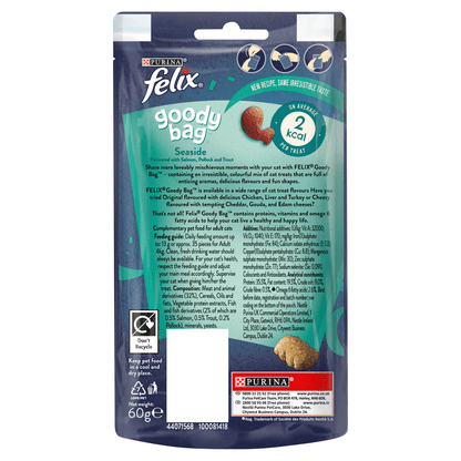 Felix Goody Bag Adult Cat Treats Seaside Mix 60g - UK Food & Drink - 7613033733420