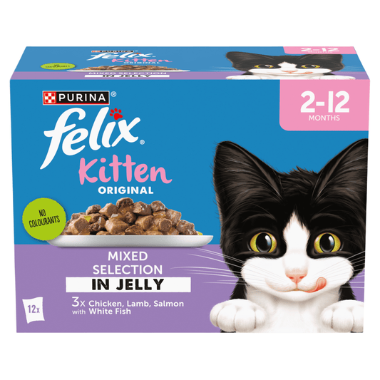 Felix Kitten Original Mixed Selection in Jelly 2 - 12 Months 12 x 85g (1.02kg) - UK Food & Drink - 8445291014756