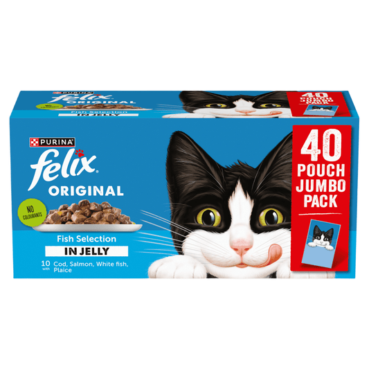 Felix Original Fish Selection in Jelly 40 x 85g (3.4kg) - UK Food & Drink - 8445291014879