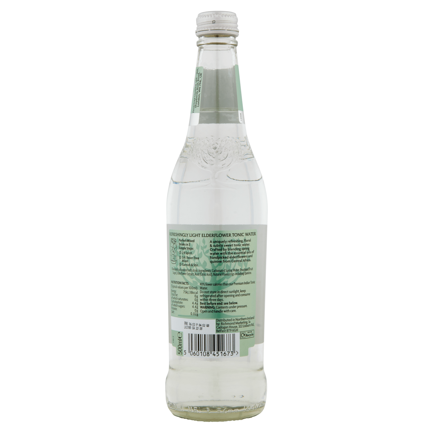 Fever - Tree Refreshingly Light Elderflower Tonic Water 500ml - UK Food & Drink - 5060108451673