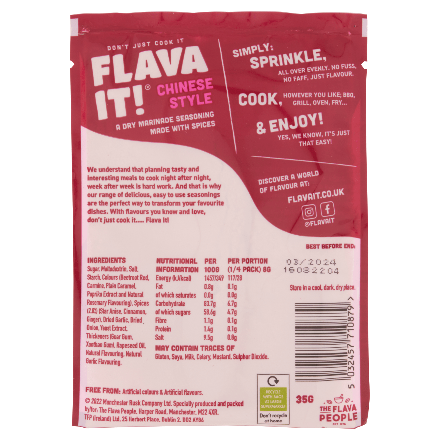 Flava It! Chinese Style Marinade Seasoning 35g - UK Food & Drink - 5032457710879