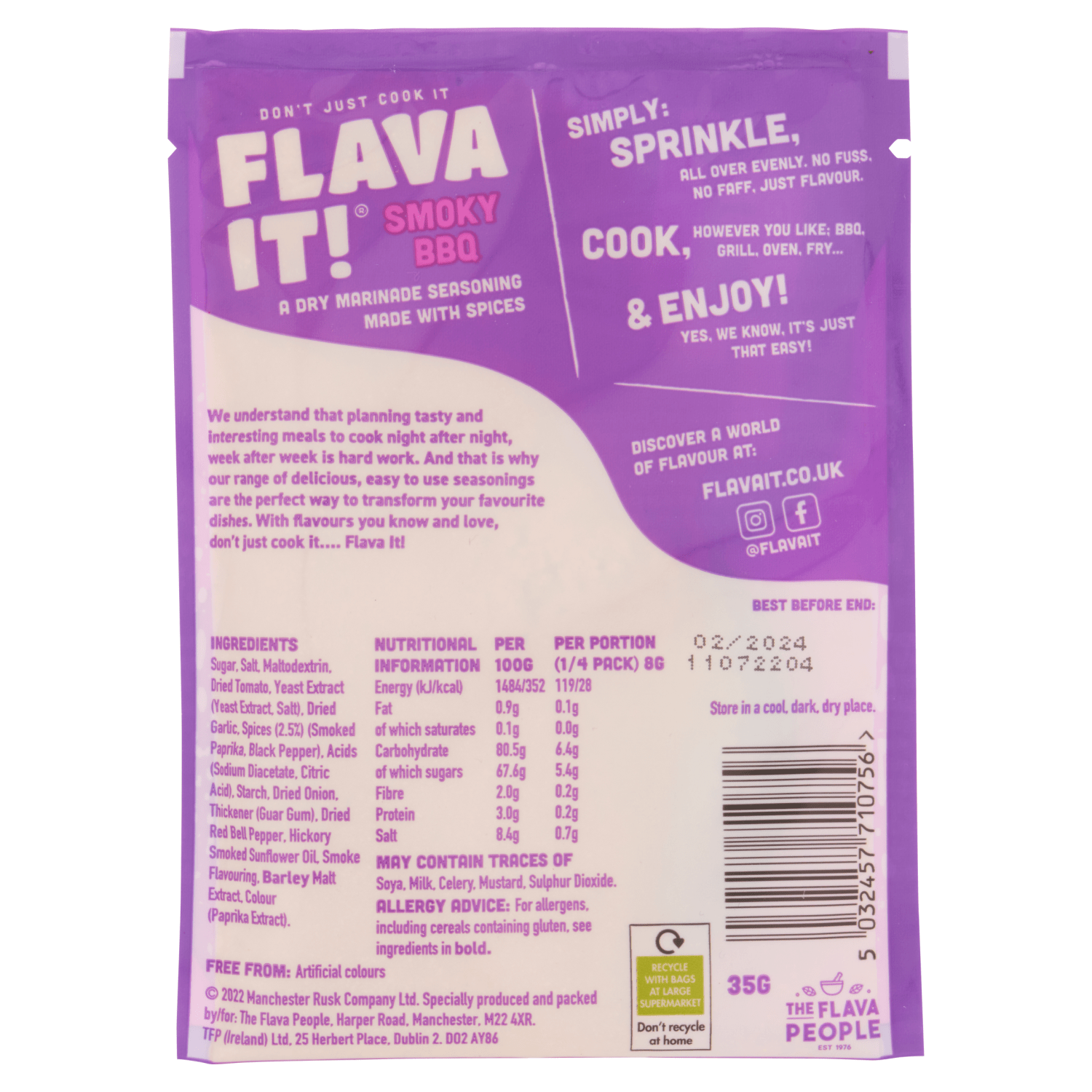 Flava It! Smoky BBQ Marinade Seasoning 35g - UK Food & Drink - 5032457710756