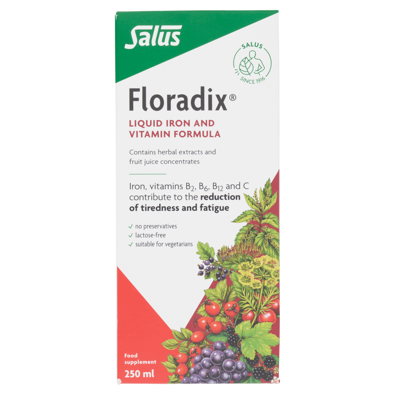 Floradix Liquid Iron and Vitamin Formula 250ml - UK Food & Drink - 4004148057076