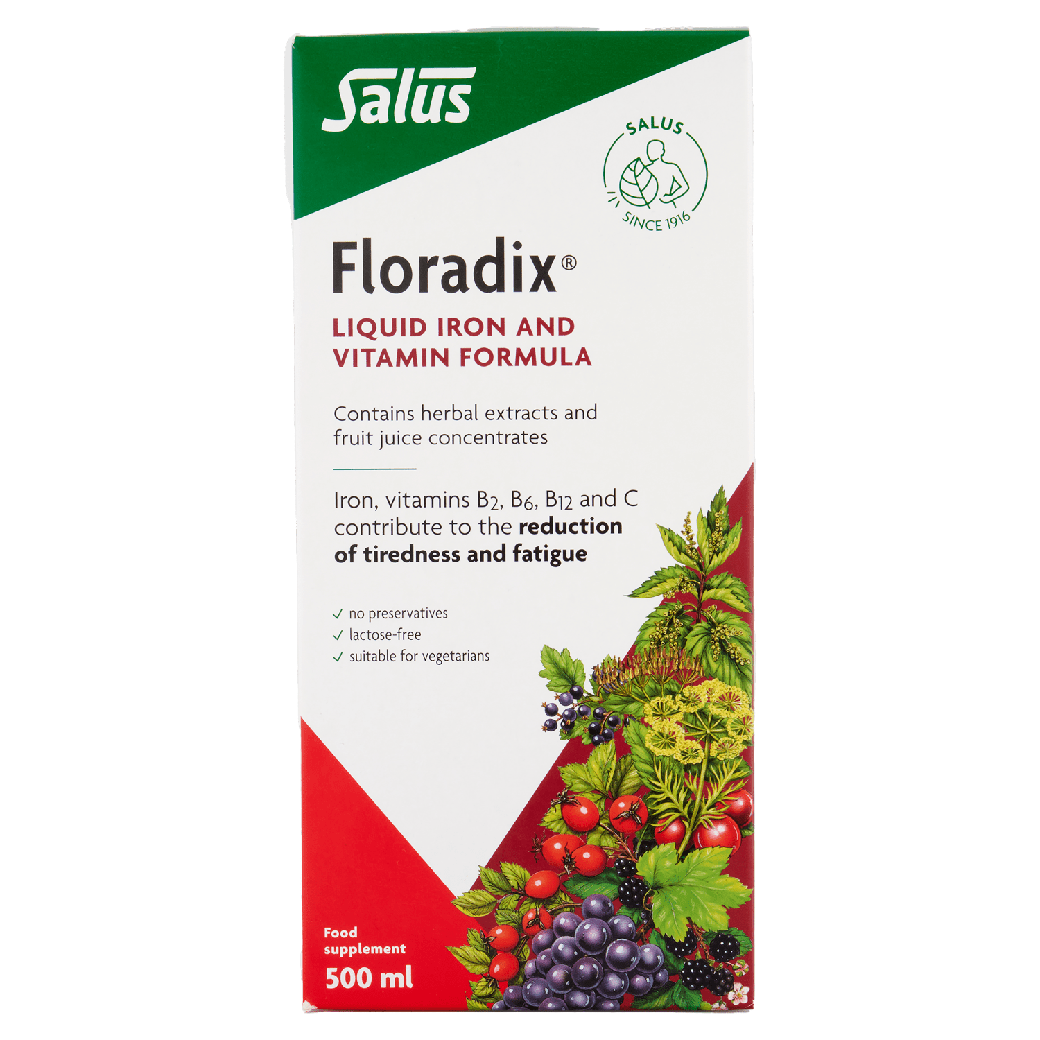 Floradix Liquid Iron and Vitamin Formula Food Supplement 500ml - UK Food & Drink - 4004148047503
