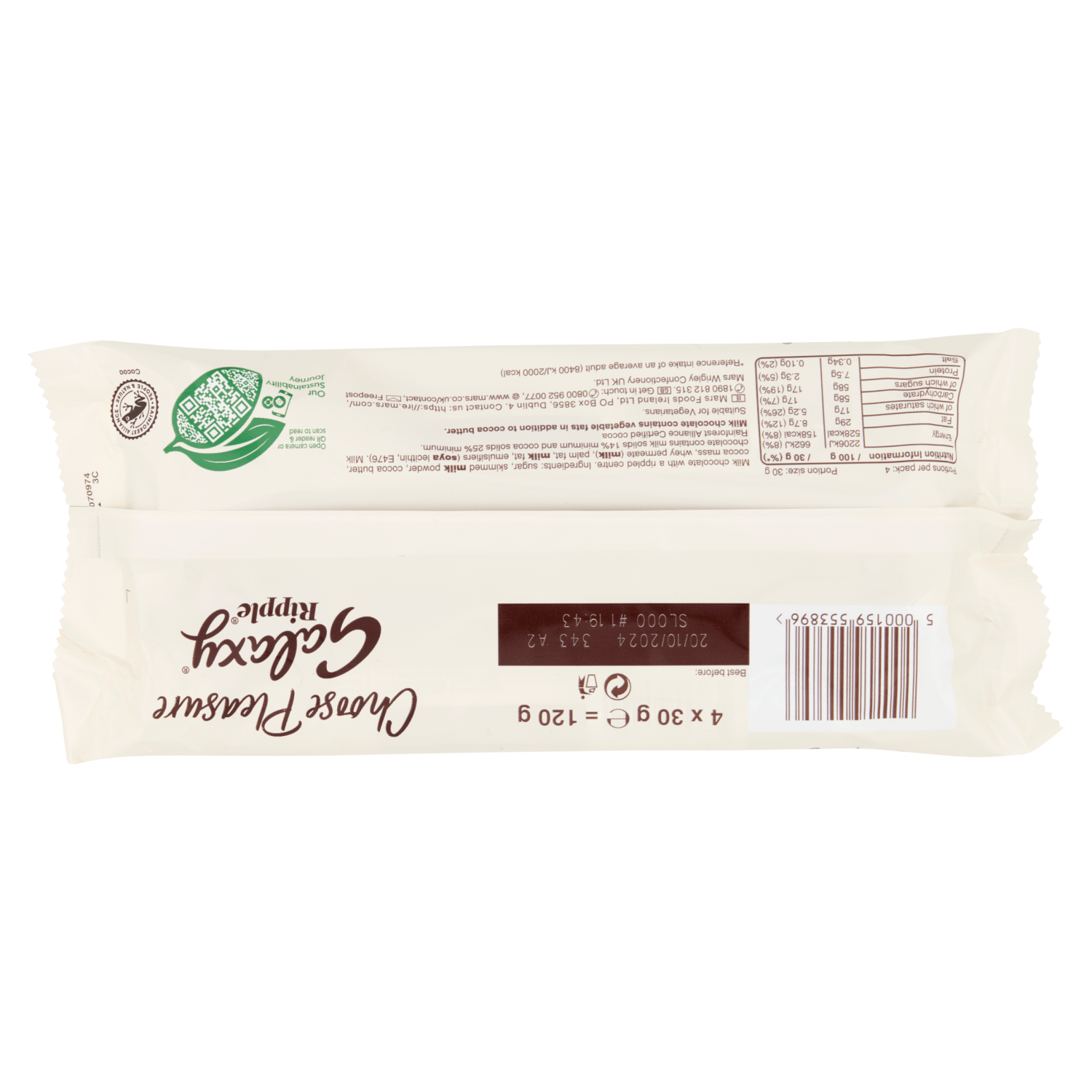 Galaxy Ripple Bars 4 x 30g (120g) - UK Food & Drink - 5000159553896