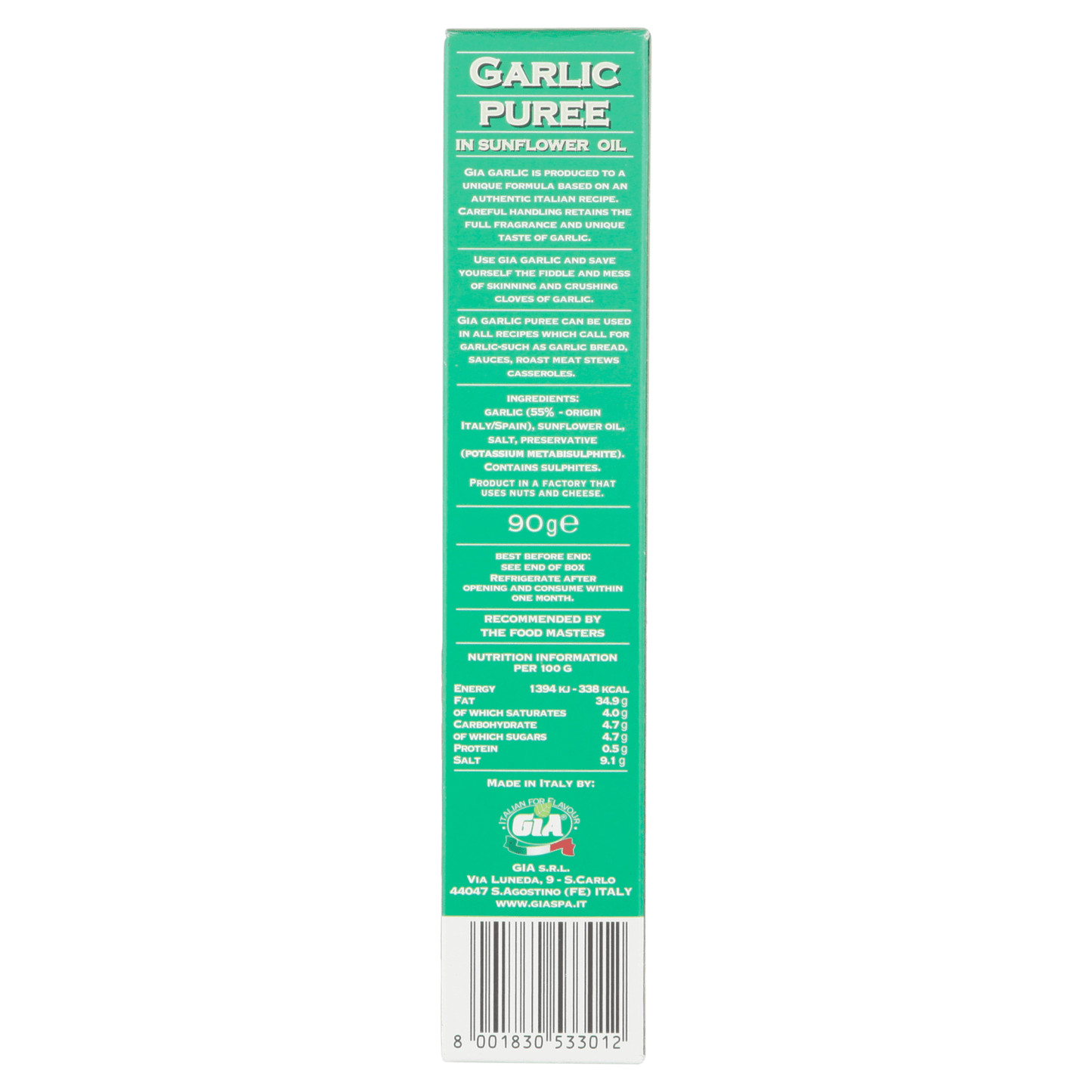 Gia Garlic Puree in Sunflower Oil 90g - UK Food & Drink - 8001830533012