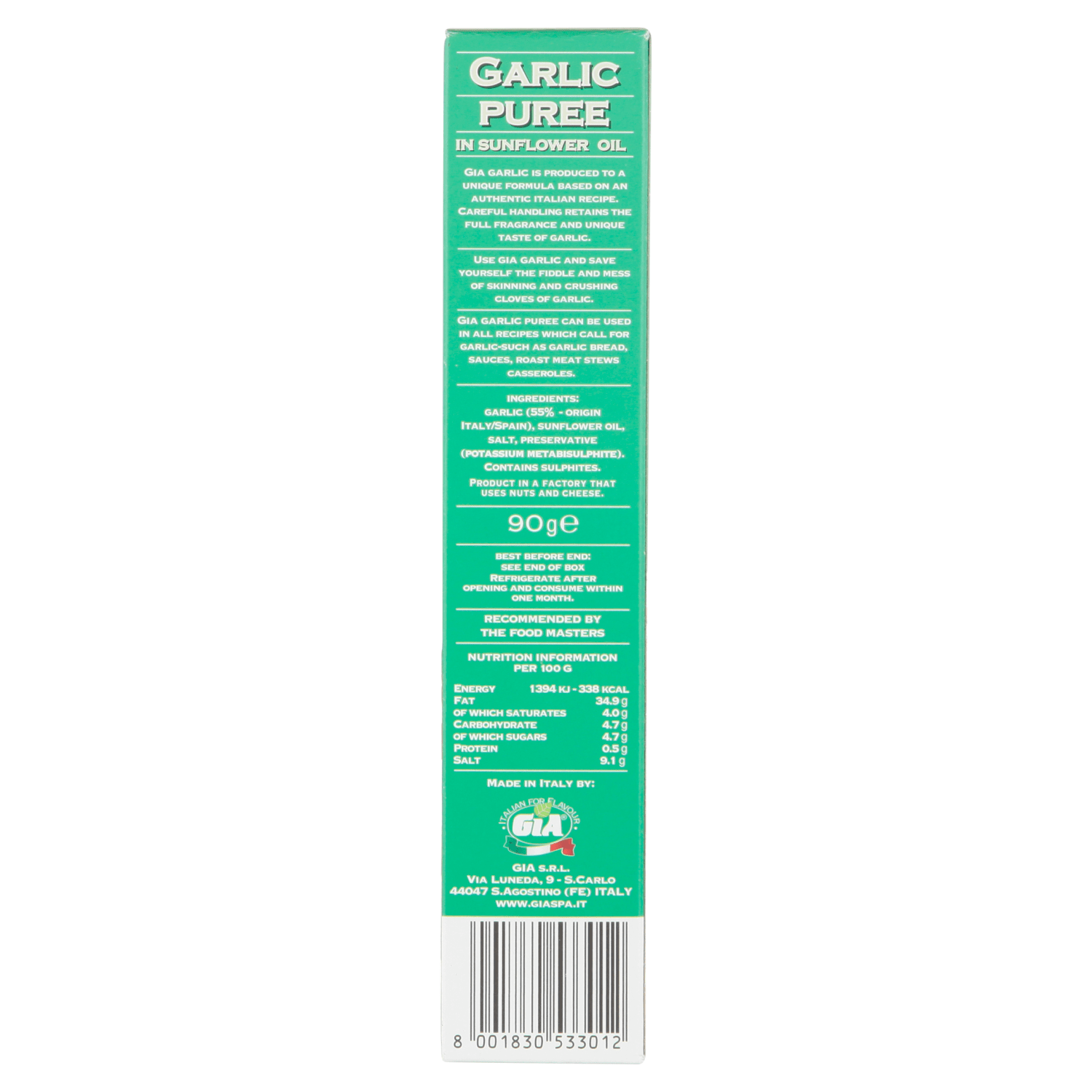 Gia Garlic Puree in Sunflower Oil 90g - UK Food & Drink - 8001830533012