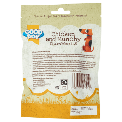 Good Boy Chicken and Munchy Dumbbells 90g - UK Food & Drink - 5000239057559