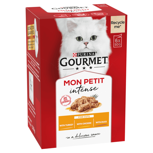 Gourmet Mon Petit Adult Cat Food with Duck, Chicken & Turkey 6 x 50g (300g) - UK Food & Drink - 7613034582324