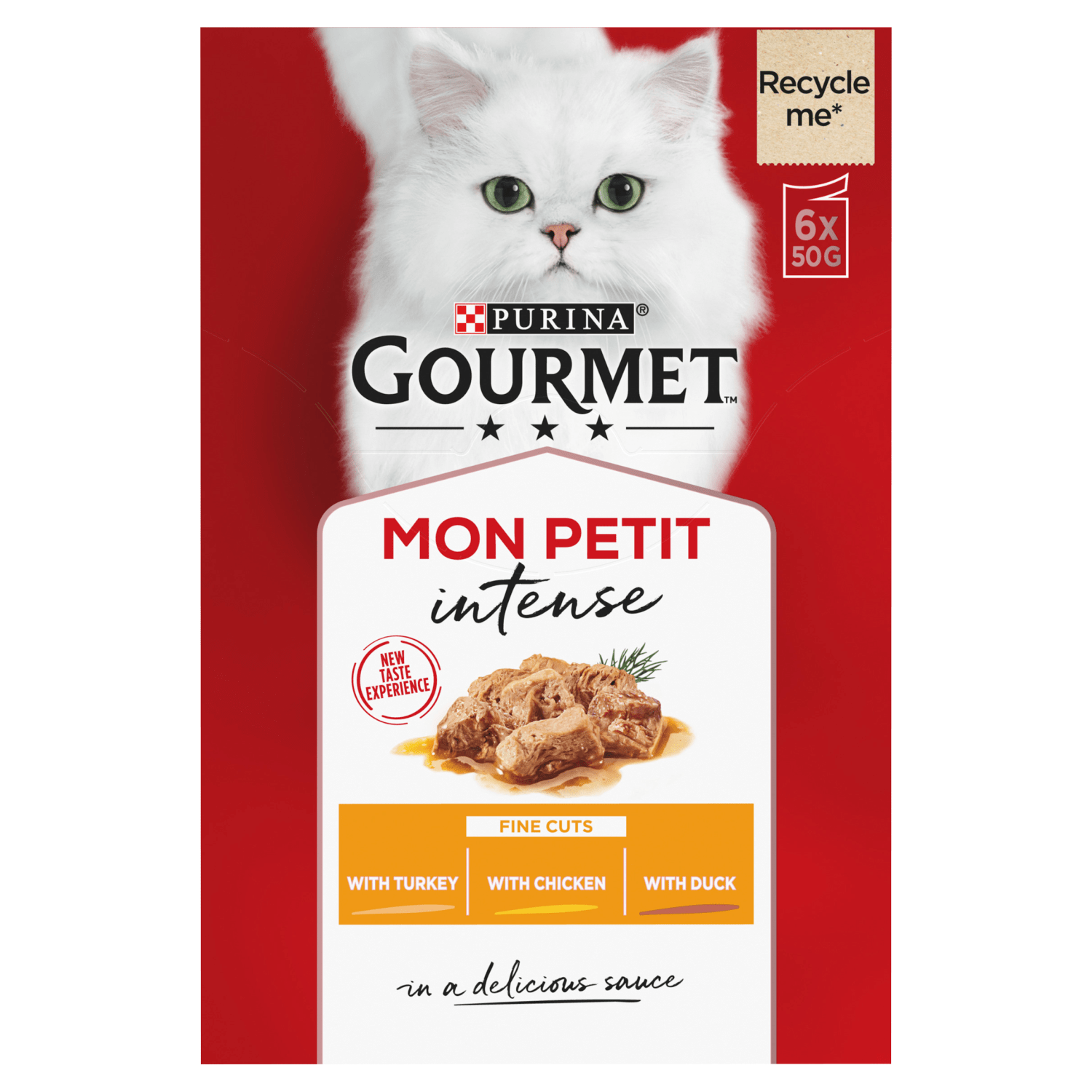 Gourmet Mon Petit Adult Cat Food with Duck, Chicken & Turkey 6 x 50g (300g) - UK Food & Drink - 7613034582324