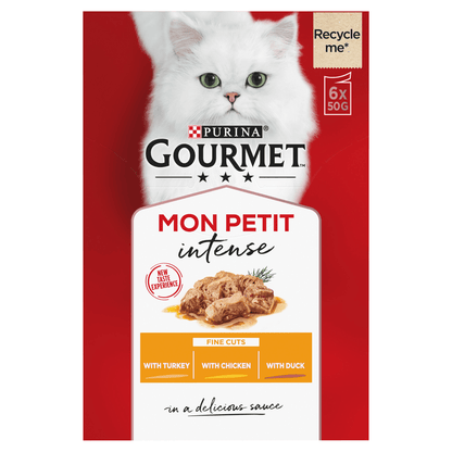 Gourmet Mon Petit Adult Cat Food with Duck, Chicken & Turkey 6 x 50g (300g) - UK Food & Drink - 7613034582324