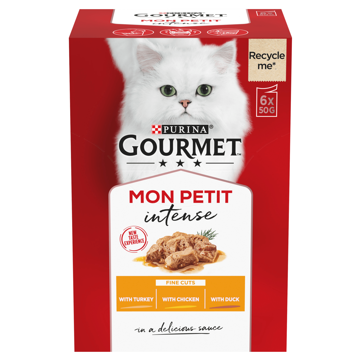 Gourmet Mon Petit Adult Cat Food with Duck, Chicken & Turkey 6 x 50g (300g) - UK Food & Drink - 7613034582324