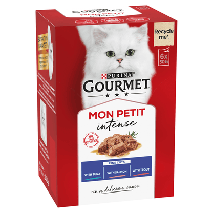 Gourmet Mon Petit Adult Cat Food with Tuna, Salmon & Trout 6 x 50g (300g) - UK Food & Drink - 7613034582454