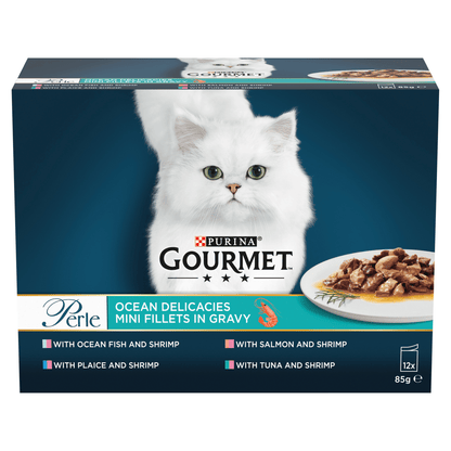 Gourmet Perle Ocean Delicacies Mini Fillets in Gravy 12 x 85g - UK Food & Drink - 7613030955016