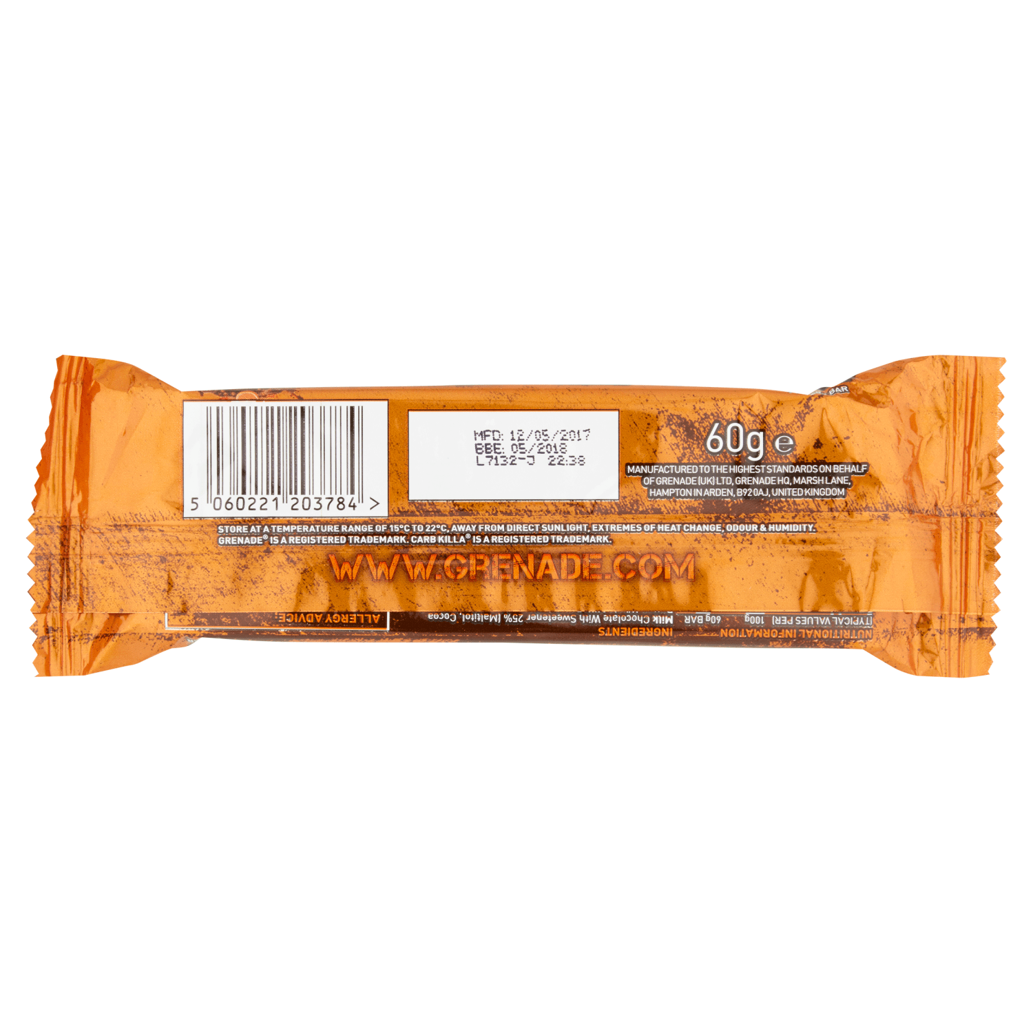 Grenade Jaffa Quake Chocolate Orange Flavour 60g - UK Food & Drink - 5060221203784