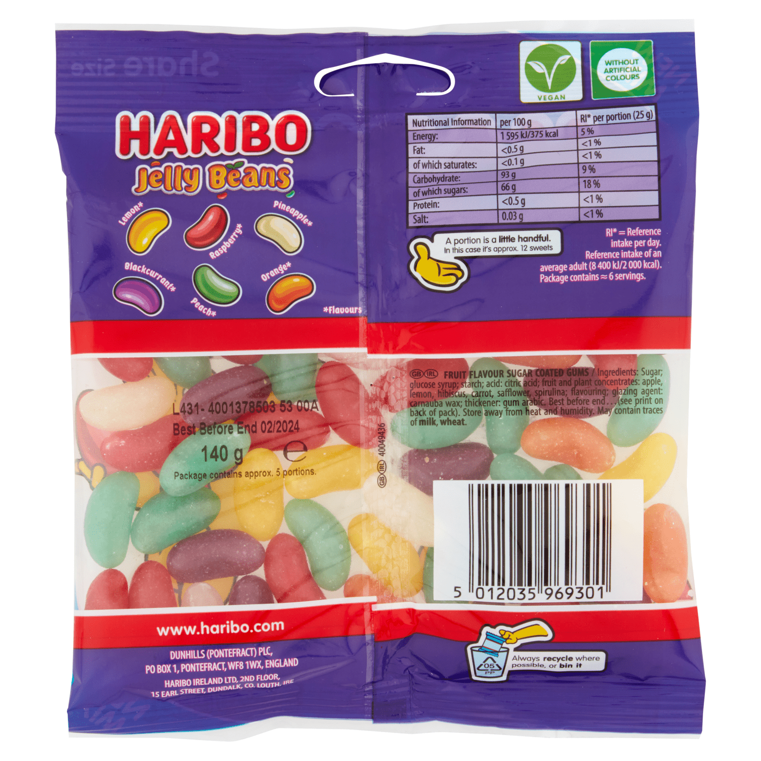 HARIBO Jelly Beans 140g - UK Food & Drink - 5012035969301