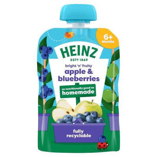 Heinz Baby Food Pouch 6M+ Apple & Blueberries 100G - UK Food & Drink - 5000157079923