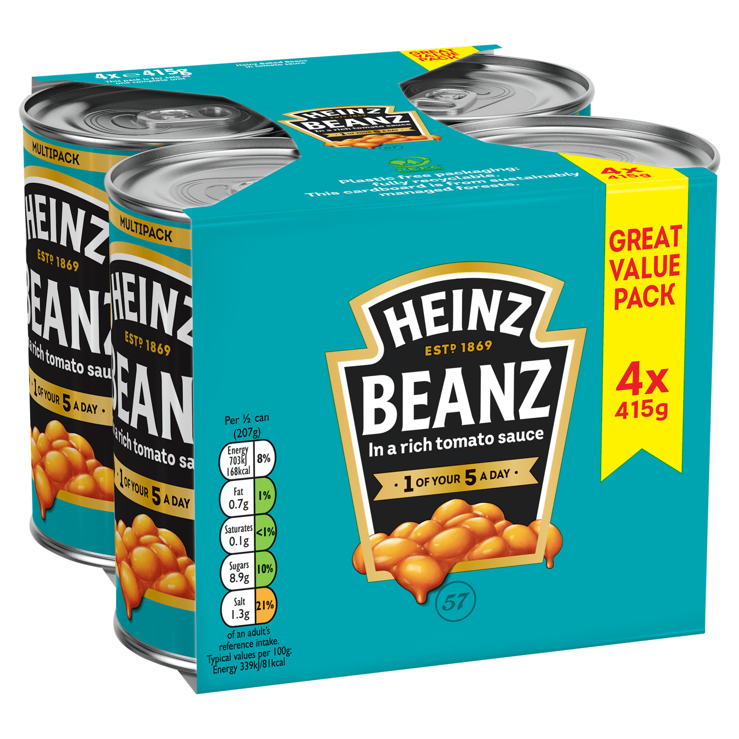 Heinz Beanz 4 x 415g - UK Food & Drink - 5000157024886