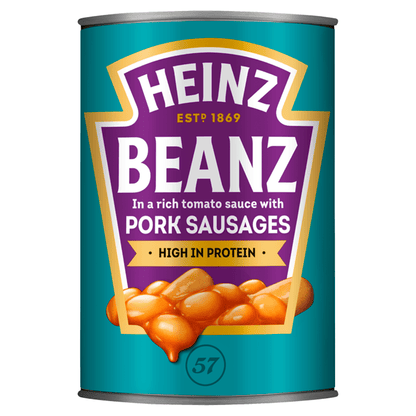 Heinz Beanz Baked Beans with Pork Sausages in a Rich Tomato Sauce 415g - UK Food & Drink - 5000157025272