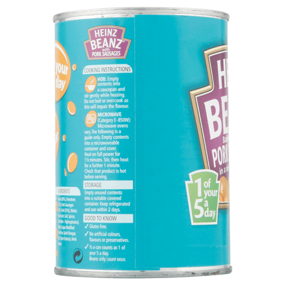 Heinz Beanz Baked Beans with Pork Sausages in a Rich Tomato Sauce 415g - UK Food & Drink - 5000157025272
