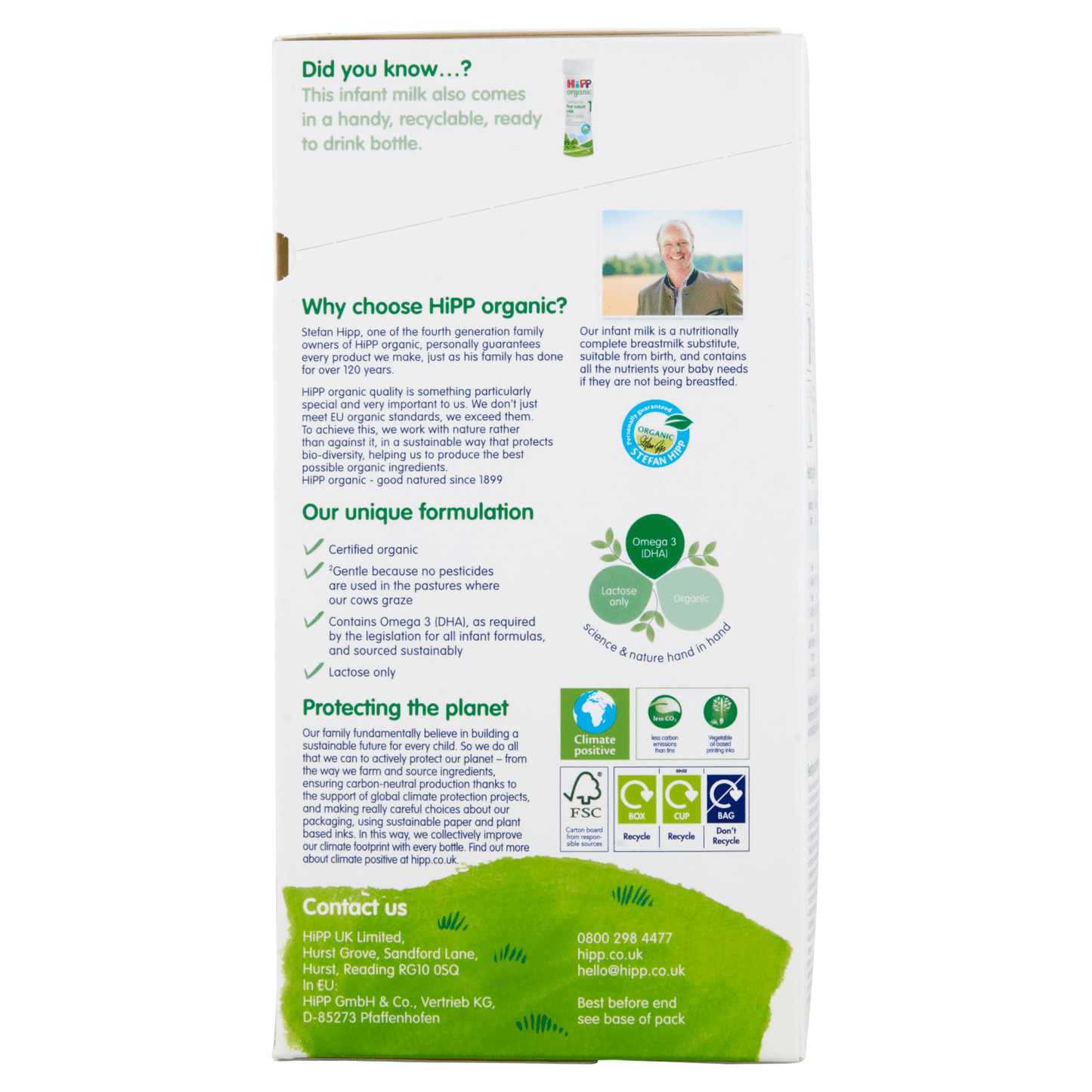HiPP Organic 1 First Infant Milk from Birth 800g - UK Food & Drink - 4062300139008