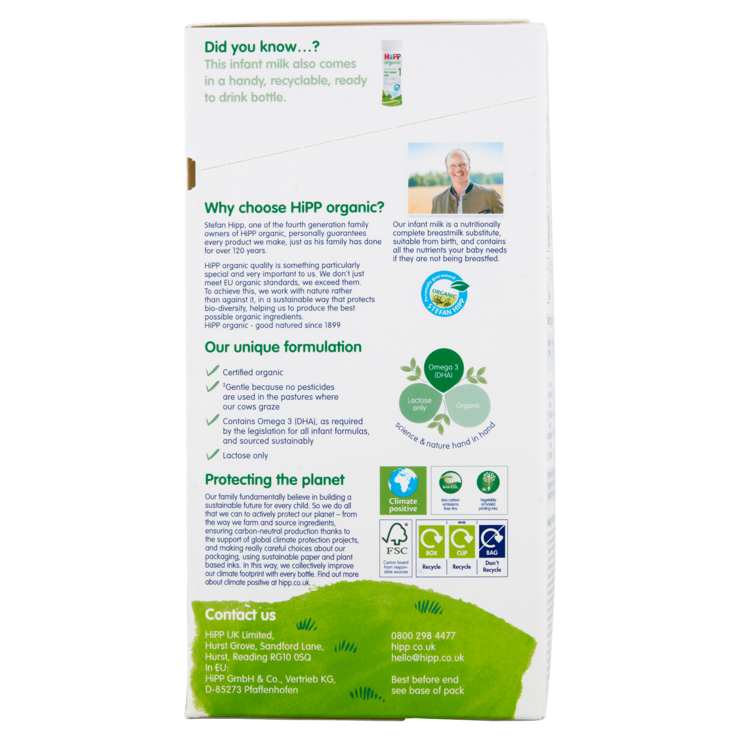 HiPP Organic 1 First Infant Milk from Birth 800g - UK Food & Drink - 4062300139008