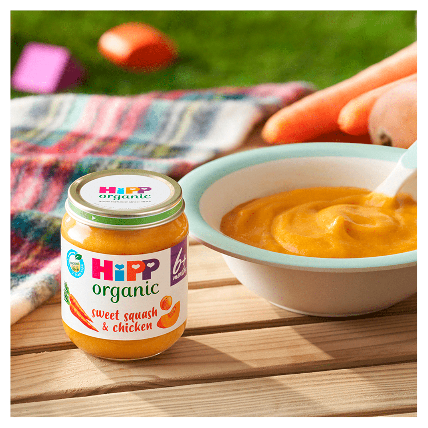 HiPP Organic Sweet Squash & Chicken Baby Food Jar 6+ Months 125g - UK Food & Drink - 4062300037731