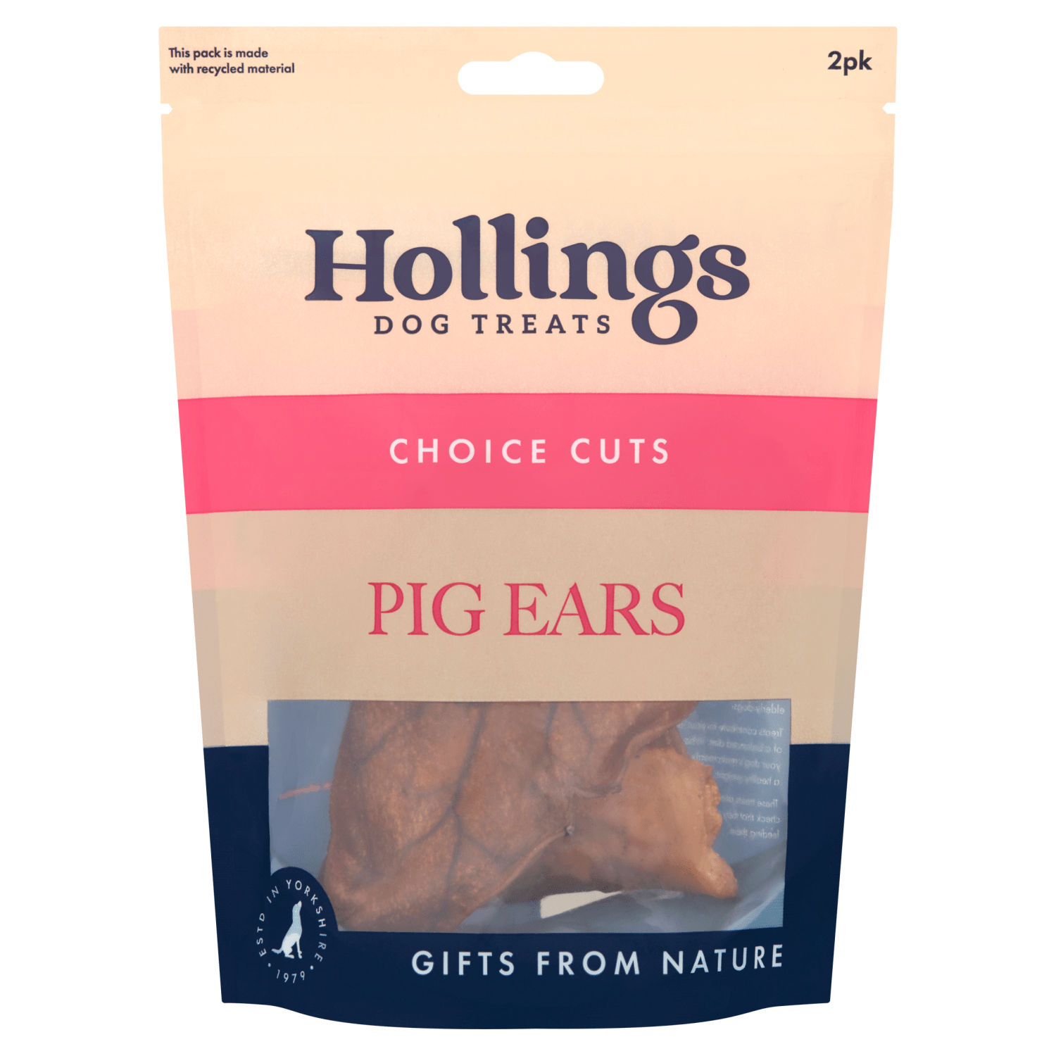 Hollings 2 Dog Treats Choice Cuts Pig Ears - UK Food & Drink - 5018253110600
