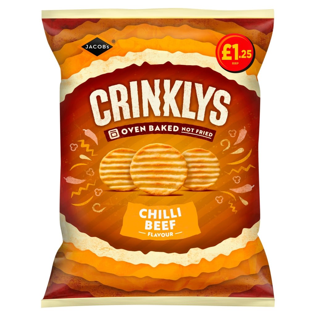Jacob's Chilli Beef Flavour Crinklys 90g - UK Food & Drink - 5000168003047