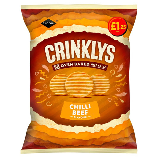 Jacob's Chilli Beef Flavour Crinklys 90g - UK Food & Drink - 5000168003047