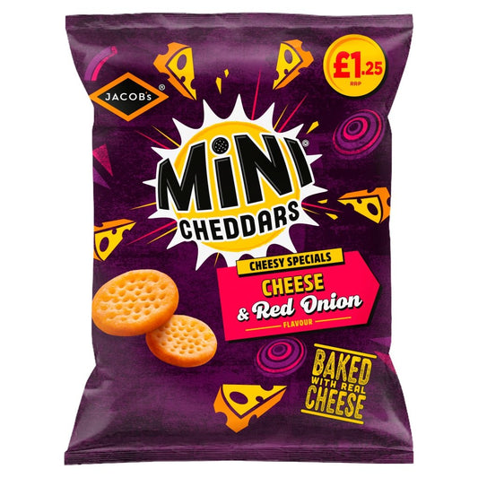 Jacobs Mini Cheddars Cheddar & Red Onion Pm 1.25 90G - UK Food & Drink - 5000168005614