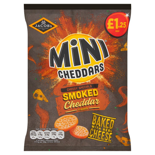Jacobs Mini Cheddars Smoked Cheddar Pm 1.25 90G - UK Food & Drink - 5000168001609
