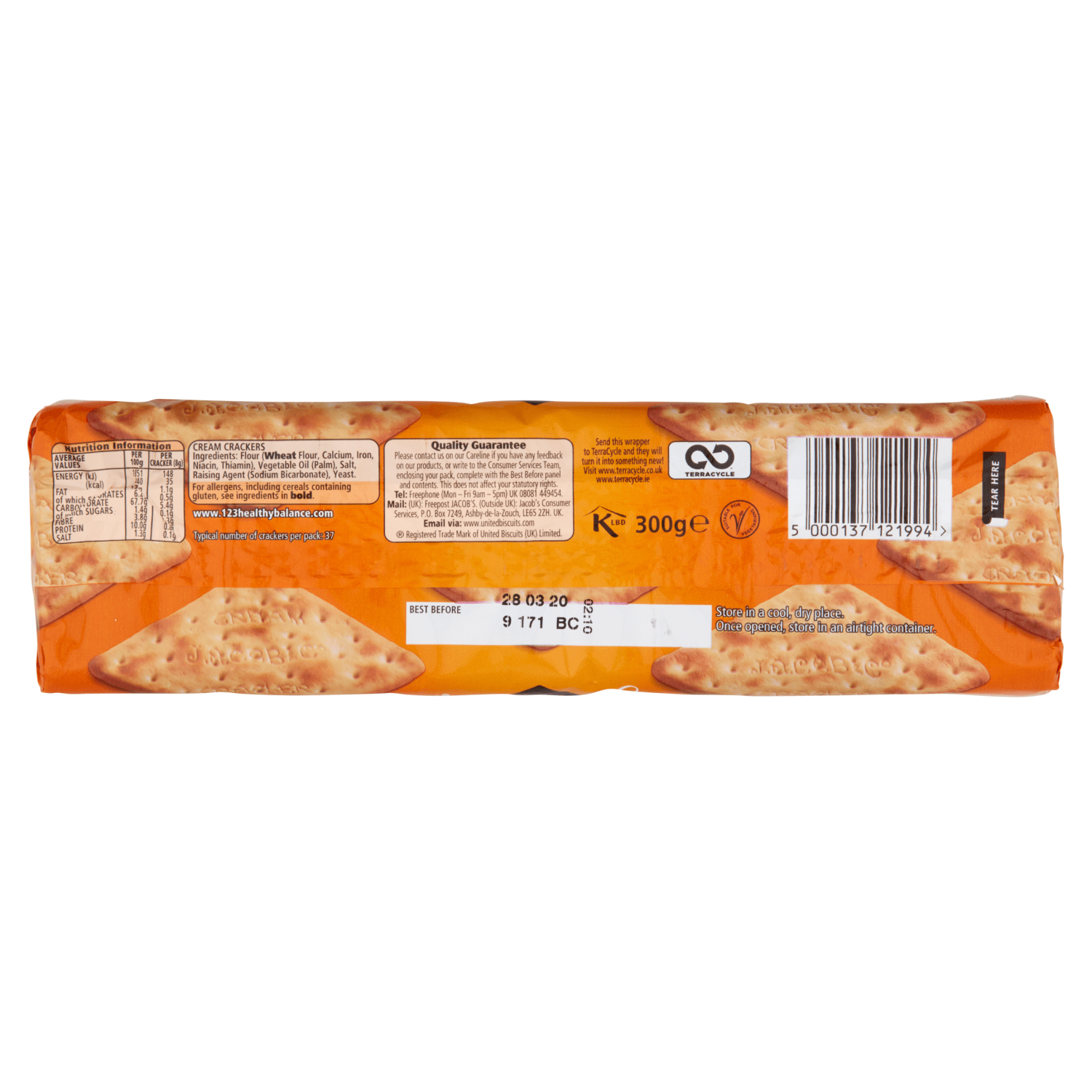 Jacob's Original Cream Crackers 300g - UK Food & Drink - 5000137121994