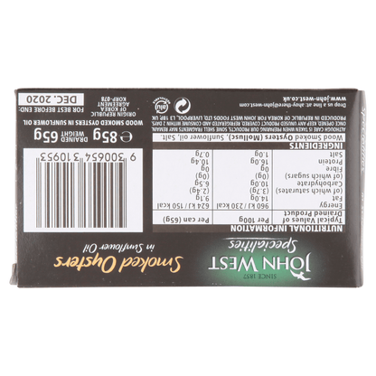 John West Specialities Smoked Oysters in Sunflower Oil 85g - UK Food & Drink - 9300654310953