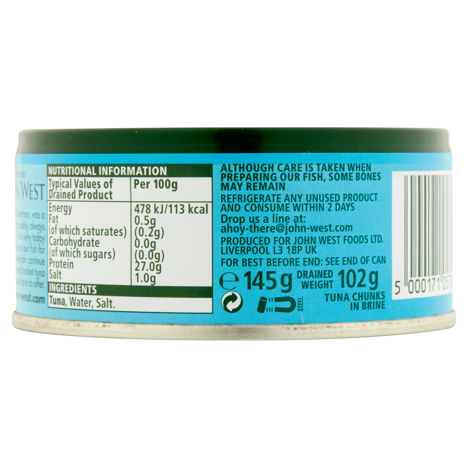 John West Tuna Chunks in Brine 145g - UK Food & Drink - 5000171057808