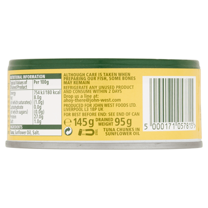John West Tuna Chunks in Sunflower Oil 145g - UK Food & Drink - 5000171057815