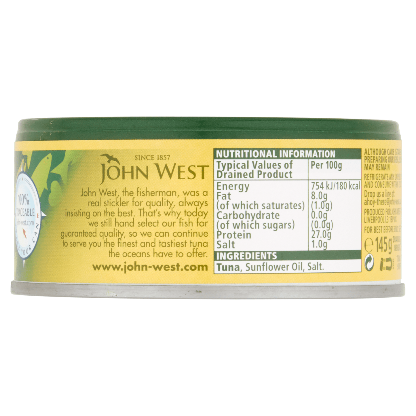 John West Tuna Chunks in Sunflower Oil 145g - UK Food & Drink - 5000171057815