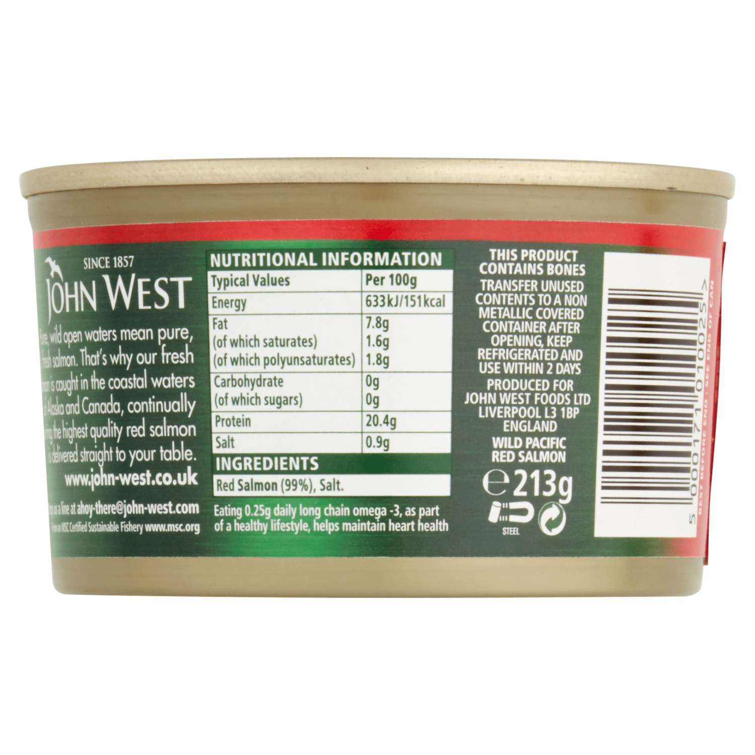 John West Wild Pacific Red Salmon 213g - UK Food & Drink - 5000171010025