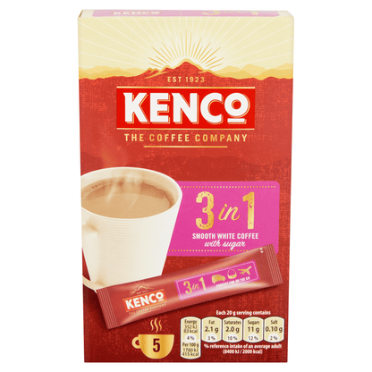 Kenco 3 in 1 Smooth White Instant Coffee with Sugar Sachets x5 - UK Food & Drink - 8711000381830
