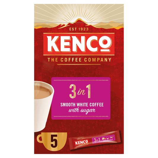 Kenco 3 in 1 Smooth White Instant Coffee with Sugar Sachets x5 - UK Food & Drink - 8711000381830