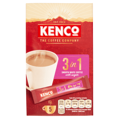 Kenco 3 in 1 Smooth White Instant Coffee with Sugar Sachets x5 - UK Food & Drink - 8711000381830