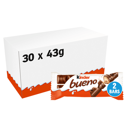 Kinder Bueno Milk Chocolate and Hazelnuts Single Bar 2 Finger x 21.5g (43g) - UK Food & Drink - 80052760