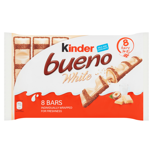 Kinder Bueno White Milk and Hazelnuts Bars 4 x 39g (156g) - UK Food & Drink - 8000500126295
