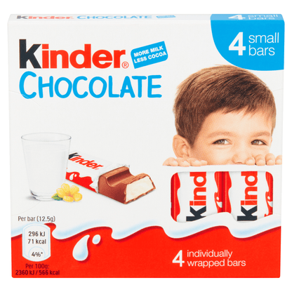Kinder Small Chocolate Bars Multipack 4 x 12.5g (50g) - UK Food & Drink - 80177609