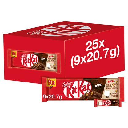 KitKat 2 Finger Dark 9 x 20.7g (186.3g) - UK Food & Drink - 7613036099387